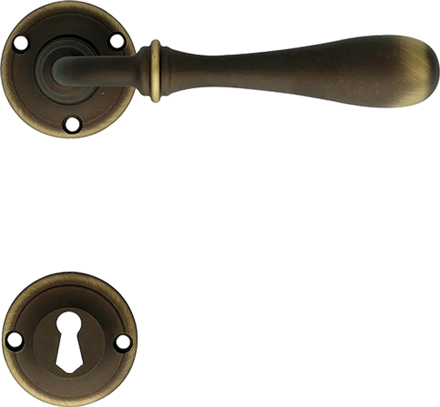Casa Padrino Ensemble de poignée de porte baroque de style français antique (poignée avec rosace) - Boutons de porte en laiton - Fabriqué en Italie Heißes Angebot