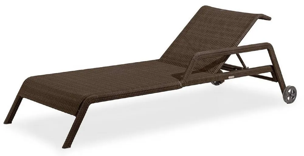 Neue Ware Casa Padrino chaise longue de jardin de luxe marron 224 x 75 x H. 51 cm - Chaise longue de jardin tissée à la main résistant aux intempéries - Chaise longue moderne