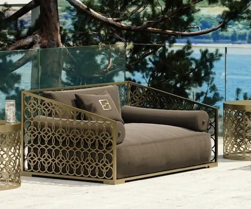 Beliebt Casa Padrino fauteuil de luxe marron / or 135 x 109 cm - Fauteuil fait main avec coussins - Fauteuil de salon - Fauteuil de jardin - Fauteuil de patio - Mobilier d'Hôtel - Qualité de Luxe
