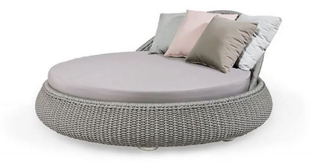 Casa Padrino îlot de couchée de luxe gris Ø 153 x H. 71 cm - Îlot soleil tissé à la main résistant aux intempéries - Mobilier de jardin moderne - Mobilier d'hôtel Abverkauf