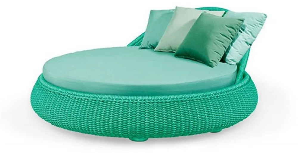 Casa Padrino îlot de couchée de luxe vert Ø 153 x H. 71 cm - Îlot soleil tissé à la main résistant aux intempéries - Mobilier de jardin moderne - Mobilier d'hôtel Letzte Chance