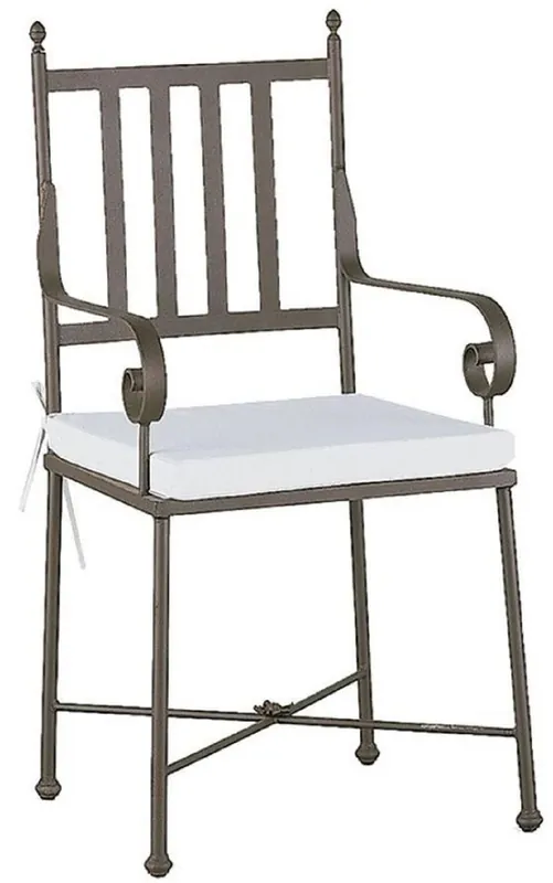 Zertifiziert Casa Padrino chaise de jardin Art Nouveau de luxe avec accoudoirs et coussin d'assise marron / blanc 47 x 50 x H. 103 cm - Chaise de salle à manger forgée à la main - Meubles de Jardin et Terrasse