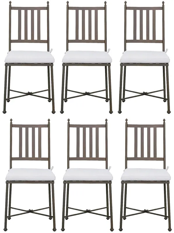 Casa Padrino ensemble de chaises de jardin avec coussins d'assise marron / blanc 42 x 45 x H. 103 cm - Chaises de salle à manger forgées à la main - Meubles de Jardin et Terrasse Jetzt Bestellen