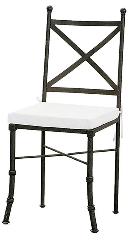Casa Padrino chaise de jardin Art Nouveau de luxe avec coussin d'assise noir / blanc 40 x 44 x H. 99 cm - Chaise de salle à manger forgée à la main - Meubles de Jardin et Terrasse Top-Angebot