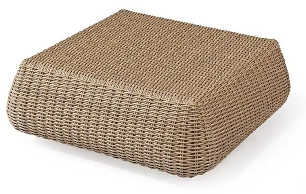 Saisonangebot Casa Padrino table de jardin de luxe naturel 82 x 82 x H. 30 cm - Table basse tressée main résistante aux intempéries - Meubles Table de Jardin et de Terrasse - Collection de Luxe