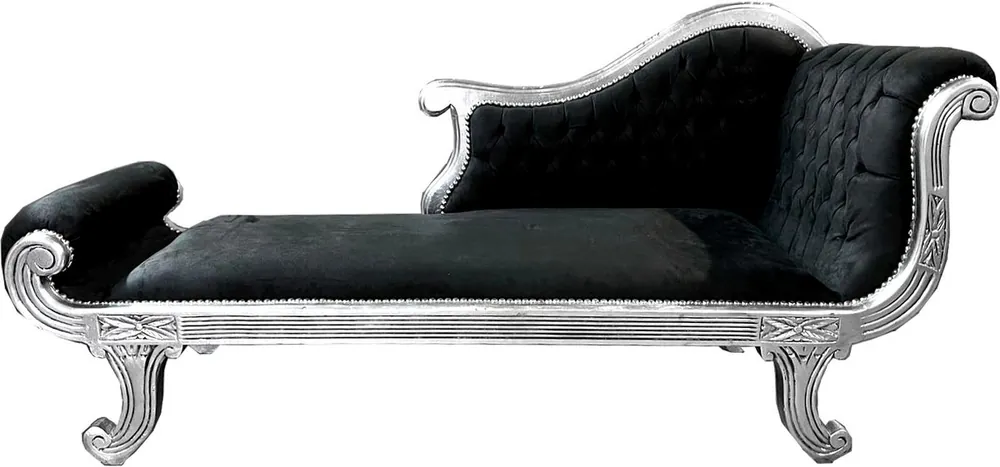 Letzte Chance Casa Padrino chaise longue baroque modèle XXL noir / argent - style ancien - meubles de salon chaise longue