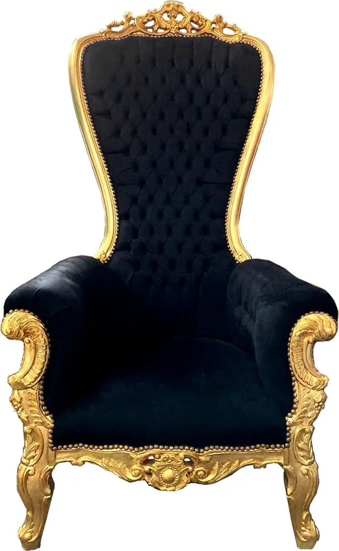Casa Padrino Fauteuil Trône Baroque Majestic Noir / Or - Fauteuil Géant Trône Chaise Tron Neu