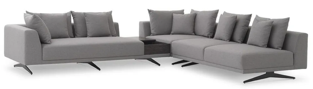 Casa Padrino canapé d'angle de luxe gris / noir 340 x 292 x H. 64 cm - Canapé de salon noble avec coussins - Mobilier de Luxe - Qualité de Luxe Preisreduziert