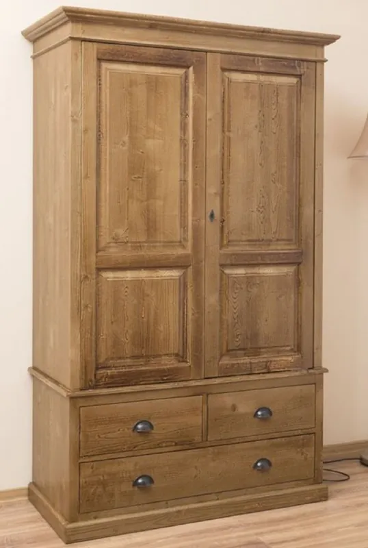 Neue Kollektion Casa Padrino garde-robe de style campagnard marron 121 x 59 x H. 197 cm - Cabinet de Chambre en Bois Massif avec 2 Portes et 3 Tiroirs - Mobilier de Chambre de Style Campagnard