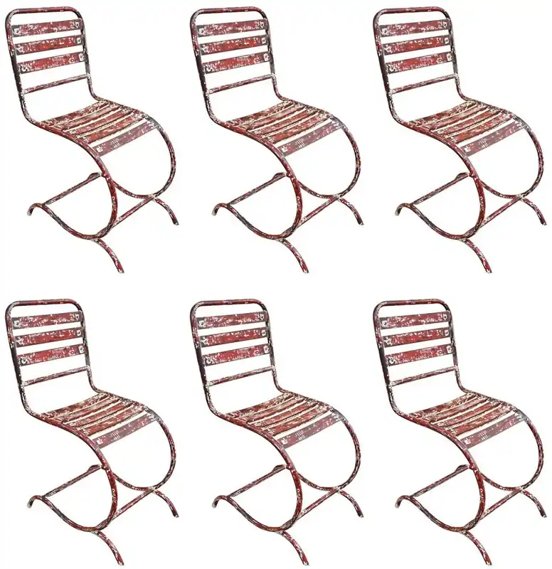 Markenware Casa Padrino ensemble de chaises de jardin Art Nouveau rouge antique 40 x 45 x H. 92 cm - Chaises en fer forgé faites à la main - Mobilier de jardin nostalgique