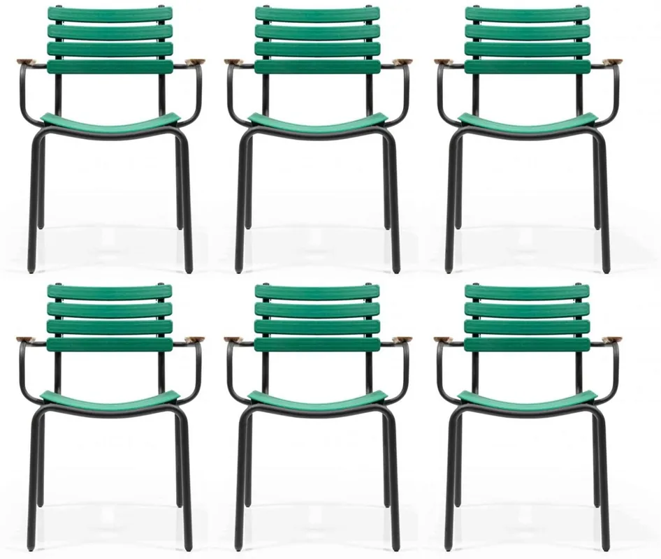Ausverkauf Casa Padrino ensemble de chaises de jardin de luxe vert / marron / noir 50 x 45 x H. 79 cm - Chaises de jardin modernes avec accoudoirs - Mobilier de Jardin et de Gastronomie