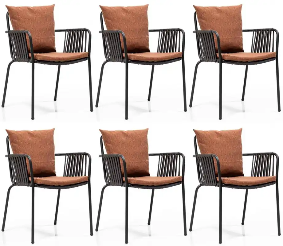 Angebot Casa Padrino ensemble de chaises de jardin de luxe marron / noir 50 x 45 x H. 82 cm - Chaises de jardin modernes avec accoudoirs - Mobilier de Jardin et de Gastronomie