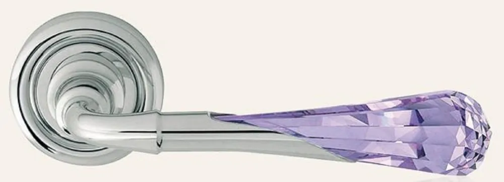 Casa Padrino ensemble de poignée de porte de luxe argent / violet 15 x H. 5 cm - Poignées de porte en laiton noble avec verre cristal Swarovski - Qualité de Luxe Preisreduziert