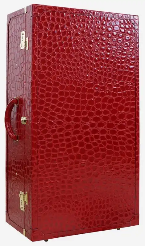 Markenware Casa Padrino valise de luxe en cuir véritable avec serrure à combinaison et roues rouge / or 48 x 28 x H. 90 cm - Valise de Voyage Fait Main en Cuir de Haute Qualité - Accessoires de Luxe