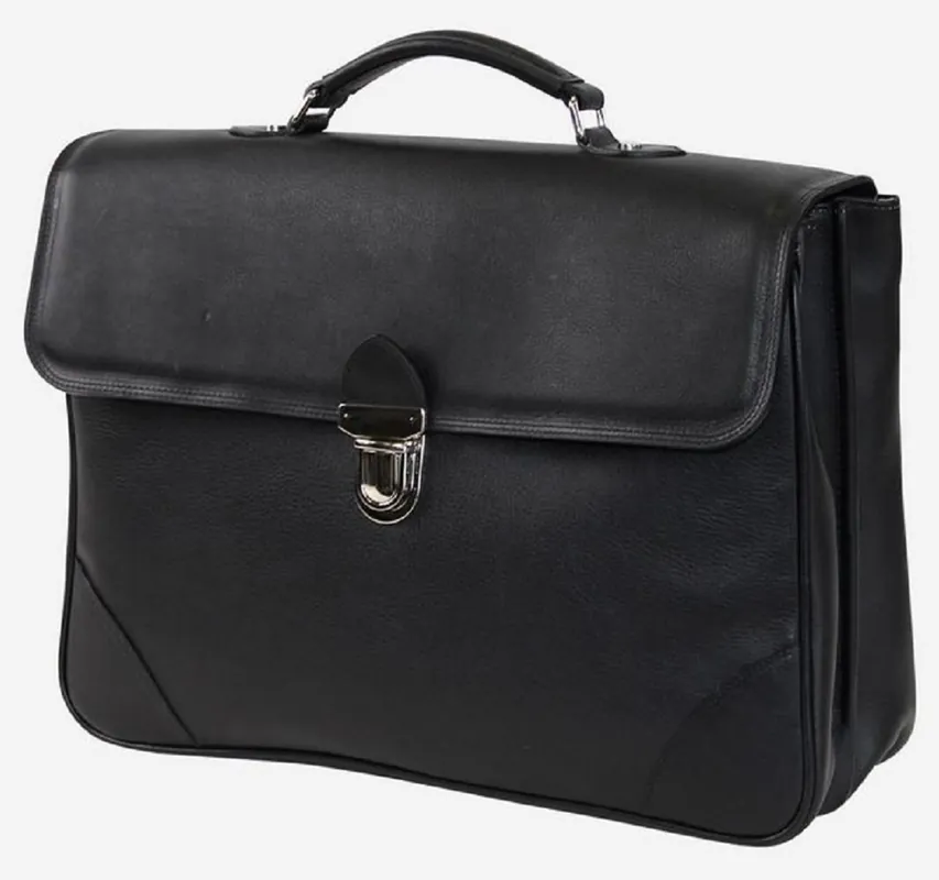 Casa Padrino mallette de luxe en cuir véritable noir / argent 42 x 16 x H. 29 cm - Sacoche pour ordinateur portable pour homme en cuir de haute qualité - Accessoires de Luxe pour Hommes Saisonangebot