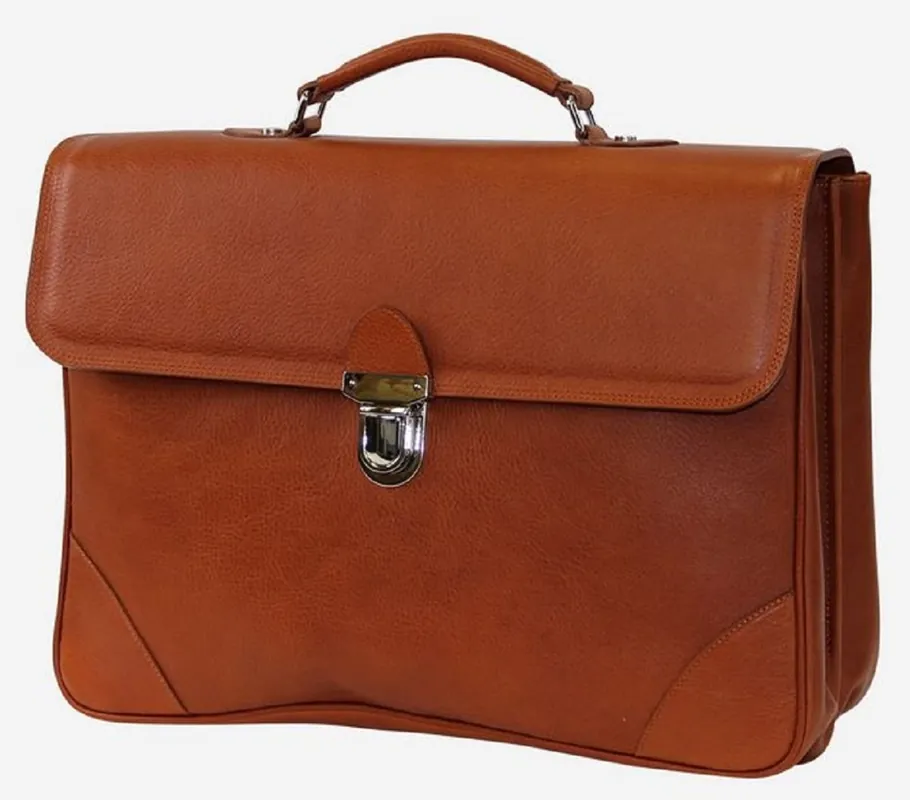 Casa Padrino mallette de luxe en cuir véritable marron / argent 42 x 16 x H. 29 cm - Sacoche pour ordinateur portable pour homme en cuir de haute qualité - Accessoires de Luxe pour Hommes Ausverkauf
