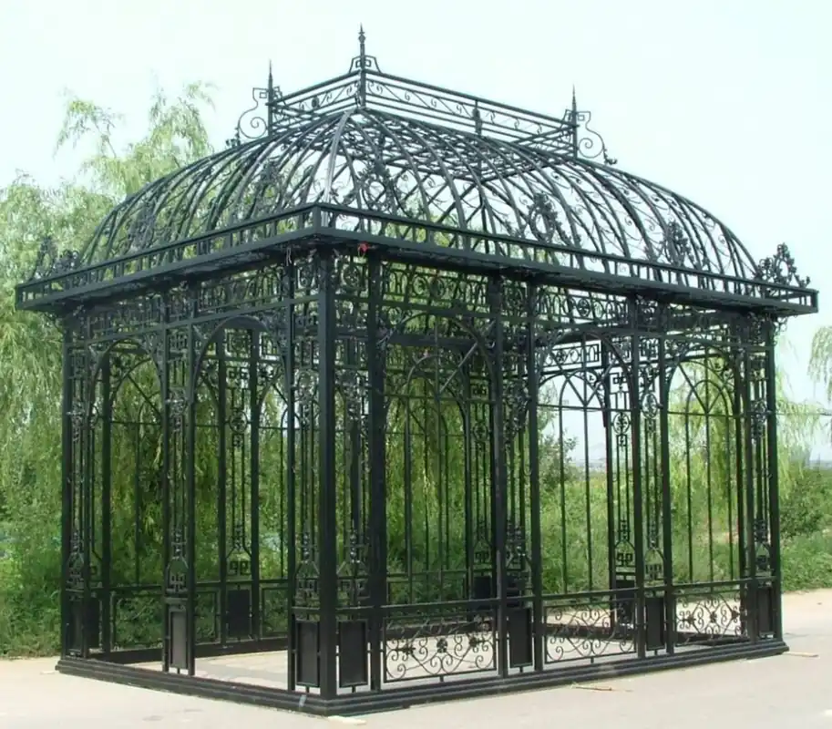 Casa Padrino pavillon de jardin Art Nouveau de luxe noir 593 x 379 x H. 520 cm - Elégant pavillon en fer forgé - Noble & Magnifique Zertifiziert