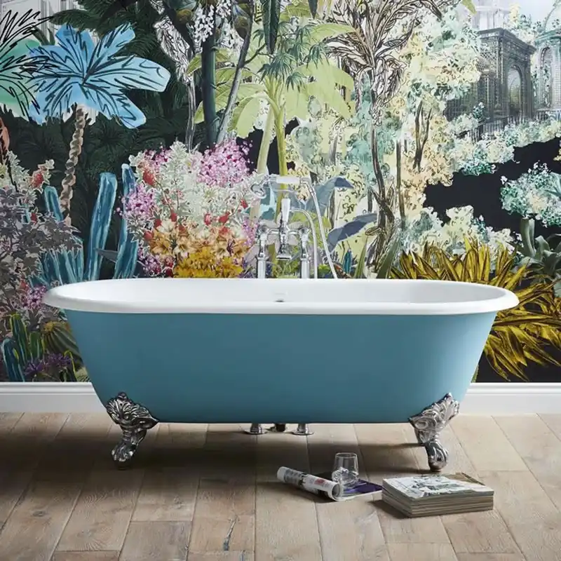 Top-Preis Casa Padrino baignoire de luxe en fonte turquoise / blanc 178 cm - Baignoire incurvée autoportante - Mobilier de salle de bain baroque & Art nouveau