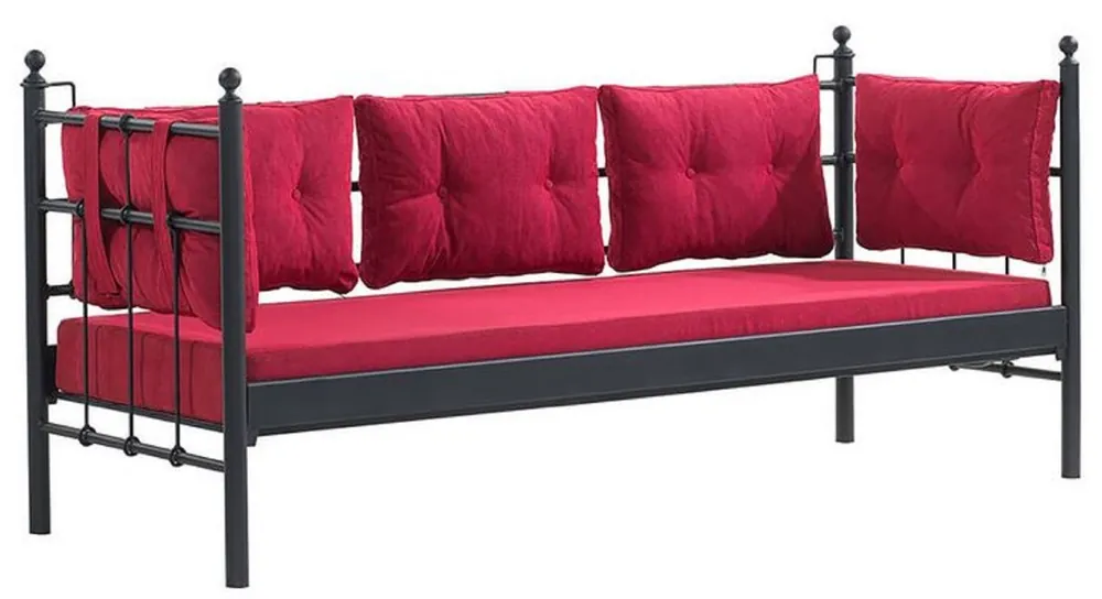 Casa Padrino canapé de jardin Art Nouveau noir / bordeaux rouge 200 x 70 x H. 92 cm - Canapé de Jardin - Canapé de Patio - Mobilier de Jardin et Patio Wochenendangebot