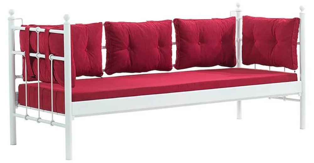 Casa Padrino canapé de jardin Art Nouveau blanc / bordeaux rouge 200 x 70 x H. 92 cm - Canapé de Jardin - Canapé de Patio - Mobilier de Jardin et Patio Zertifiziert