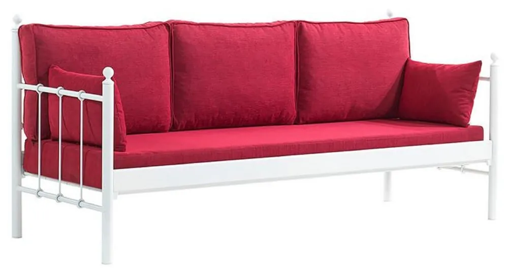Casa Padrino canapé de jardin Art Nouveau blanc / bordeaux rouge 200 x 70 x H. 92 cm - Canapé de Jardin - Canapé de Patio - Mobilier de Jardin et Patio Art Nouveau Preiswert