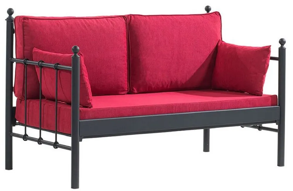 Casa Padrino canapé de jardin Art Nouveau noir / bordeaux rouge 140 x 70 x H. 92 cm - Canapé de Jardin - Canapé de Patio - Mobilier de Jardin et Patio Art Nouveau Saisonangebot