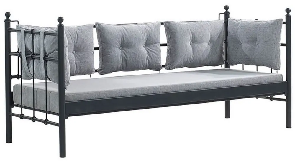 Neue Ware Casa Padrino canapé de jardin Art Nouveau noir / gris clair 200 x 70 x H. 92 cm - Canapé de Jardin - Canapé de Patio - Mobilier de Jardin et Patio
