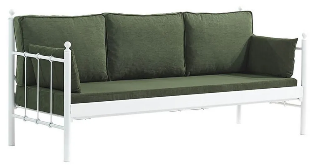 Casa Padrino canapé de jardin Art Nouveau blanc / vert foncé 200 x 70 x H. 92 cm - Canapé de Jardin - Canapé de Patio - Mobilier de Jardin et Patio Art Nouveau Zertifiziert