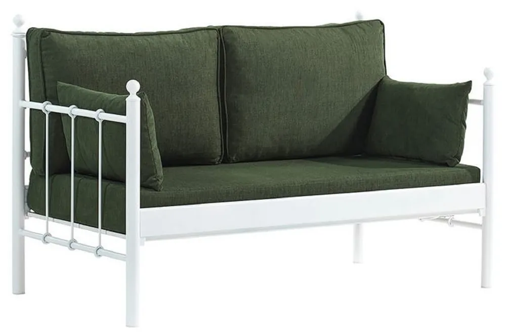 Jetzt Kaufen Casa Padrino canapé de jardin Art Nouveau blanc / vert foncé 140 x 70 x H. 92 cm - Canapé de Jardin - Canapé de Patio - Mobilier de Jardin et Patio Art Nouveau