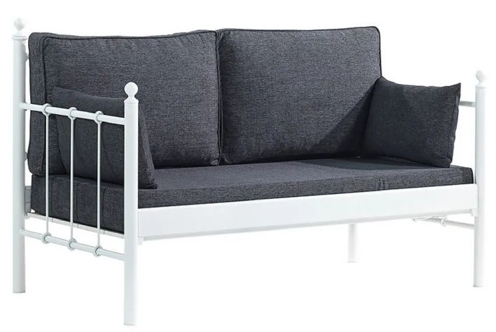 Neu Casa Padrino canapé de jardin Art Nouveau blanc / gris foncé 140 x 70 x H. 92 cm - Canapé de Jardin - Canapé de Patio - Mobilier de Jardin et Patio Art Nouveau