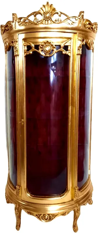 Armoire à Baroque Casa Padrino Or / Bordeaux H 205 cm, L 86 cm - Vitrine - Armoire de Salon Armoire à Verre - Look Antique Rabatt