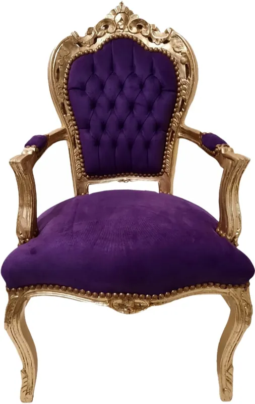 Begrenztes Angebot Chaise de salle à manger baroque Casa Padrino violet / or - Meubles de style ancien