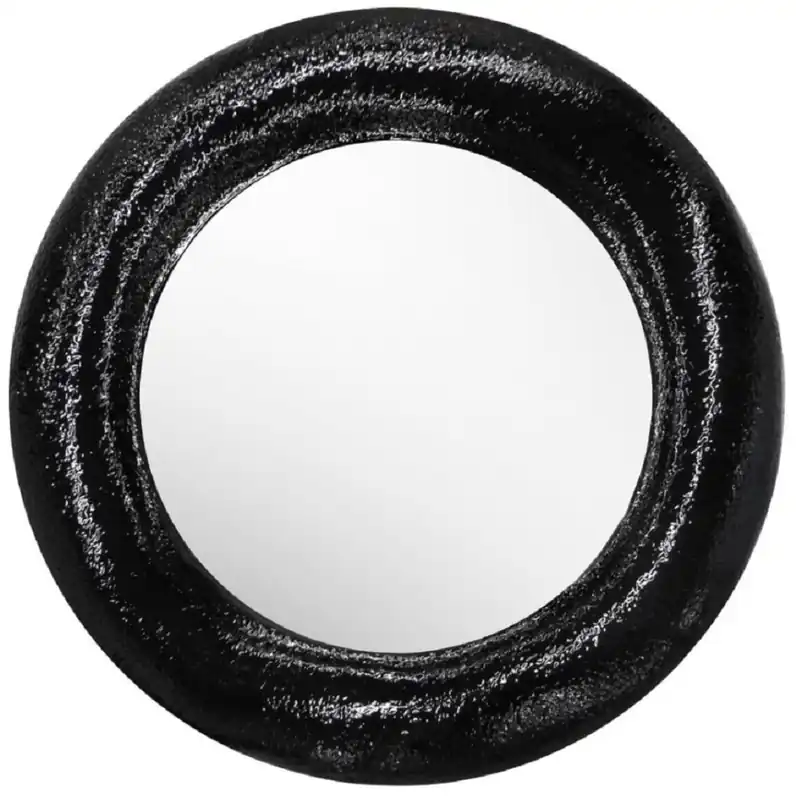 Casa Padrino miroir de luxe noir Ø 120 cm - Miroir mural rond en fibre de verre - Miroir de salon - Miroir d'armoire - Collection de Luxe Saisonangebot