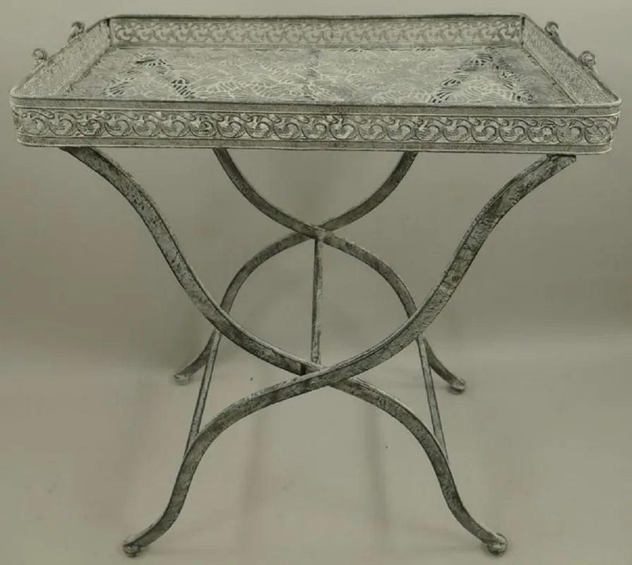 Sofort Bestellen Casa Padrino table de jardin Art Nouveau gris antique 60 x 40 x H. 70 cm - Table pliable en métal avec poignées - Mobilier de Jardin et Patio