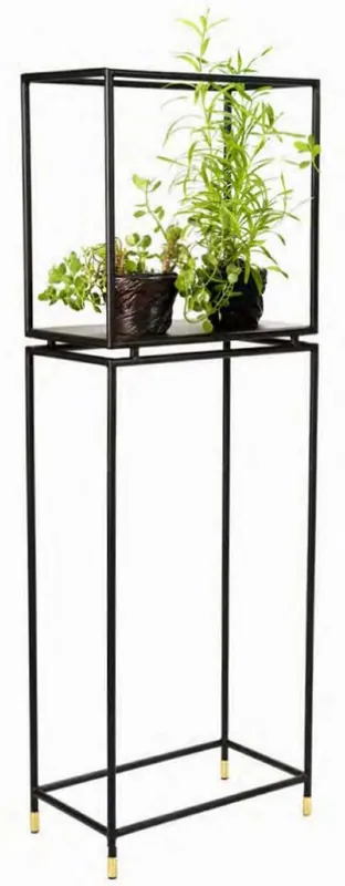 Neue Ware Casa Padrino étagère à fleurs de luxe noir / laiton 50 x 30 x H. 150 cm - Étagère à plantes en métal moderne - Meubles de Salon