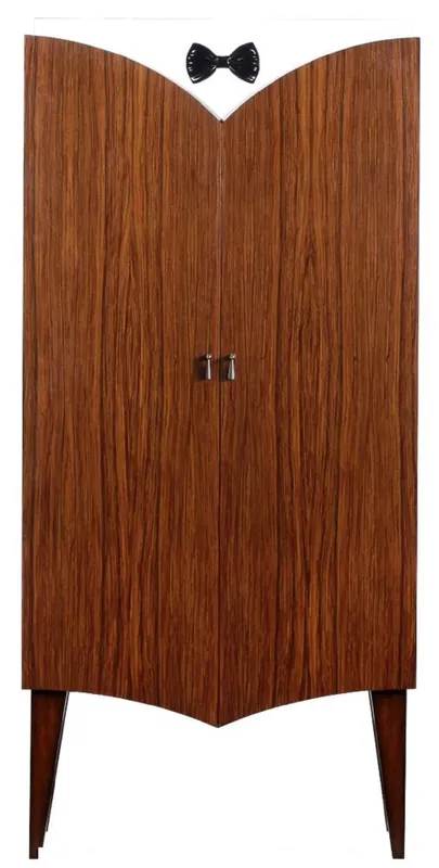 Casa Padrino armoire de bar Art Déco de luxe marron / blanc / noir 80 x 45 x H. 170 cm - Armoire à vin en bois massif - Mobilier de Bar - Mobilier d'Hôtel - Qualité de Luxe Sale
