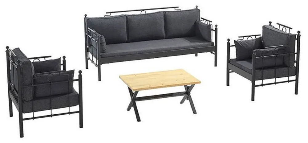 Casa Padrino Ensemble de Jardin Art Nouveau Gris Foncé / Noir - 1 Canapé & 2 Fauteuils & 1 Table - Mobilier de Jardin et Patio dans le Style Art Nouveau Online Kaufen