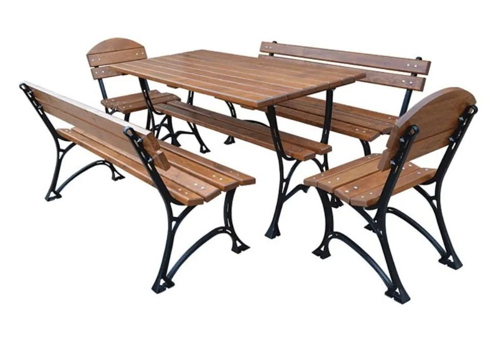 Casa Padrino ensemble de mobilier de jardin Art Nouveau marron / noir - 1 Table & 2 Bancs & 2 Chaises - Mobilier de restaurationet de jardin Jetzt Bestellen