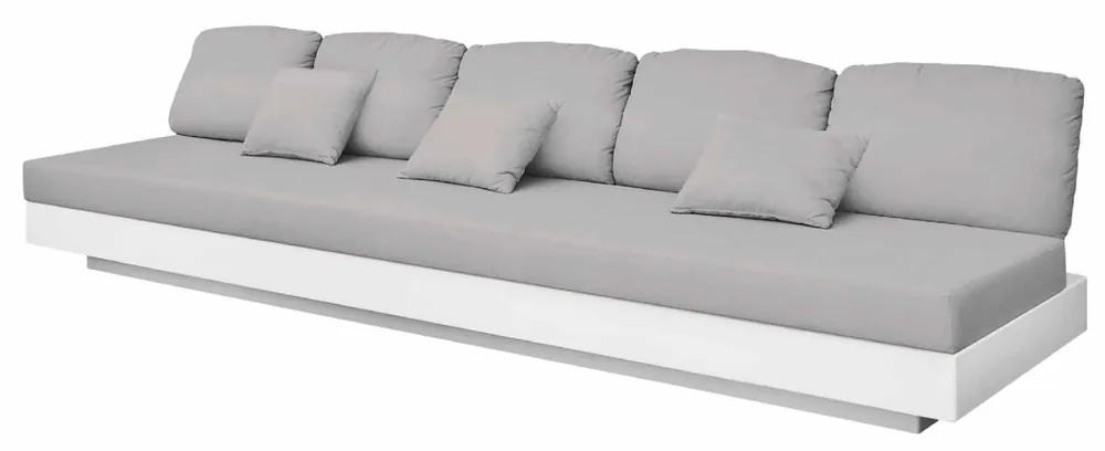 Casa Padrino canapé de jardin de luxe 5 places gris / blanc mat 350 x 90 x H. 70 cm - Canapé de jardin de jardin résistant aux intempéries - Mobilier d'Hôtel - Qualité de Luxe Nur Für Kurze Zeit
