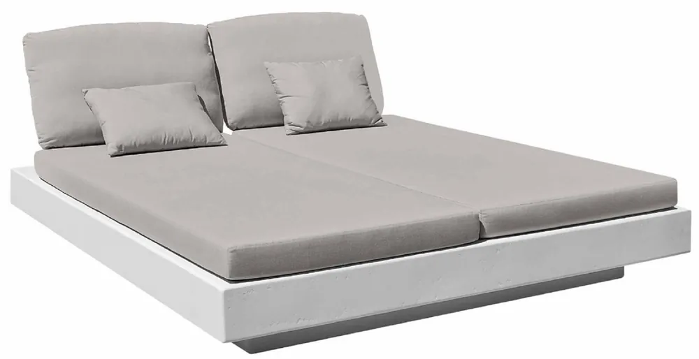 Casa Padrino chaise longue de jardin double de luxe gris / blanc mat 200 x 175 x H. 60 cm - Chaise longue moderne résistante aux intempéries - Mobilier de piscine de hôtel de jardin - Qualité de Luxe Expressversand