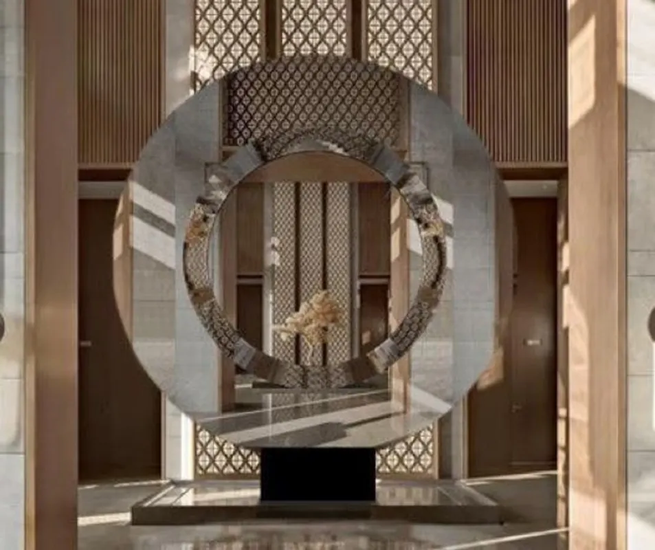 Casa Padrino miroir sur pied de luxe noir 250 x 19 x H. 268 cm - Immense miroir rond - Miroir d'Hôtel - Collection de Luxe Expressversand