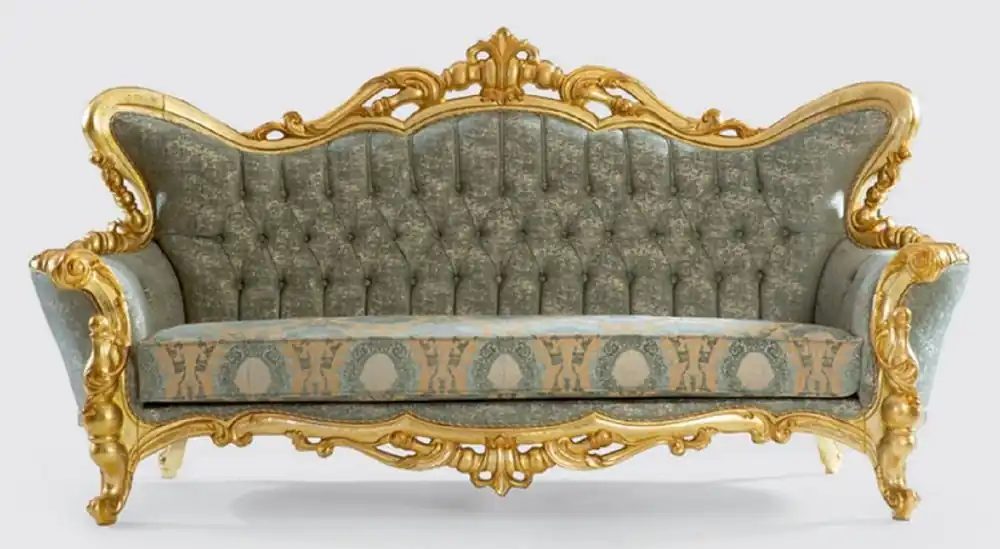 Casa Padrino canapé baroque de luxe vert / or 245 x 90 x H. 126 cm - Canapé de salon fait main avec motif élégant - Mobilier de salon baroque - Noble & Magnifique Schnäppchen