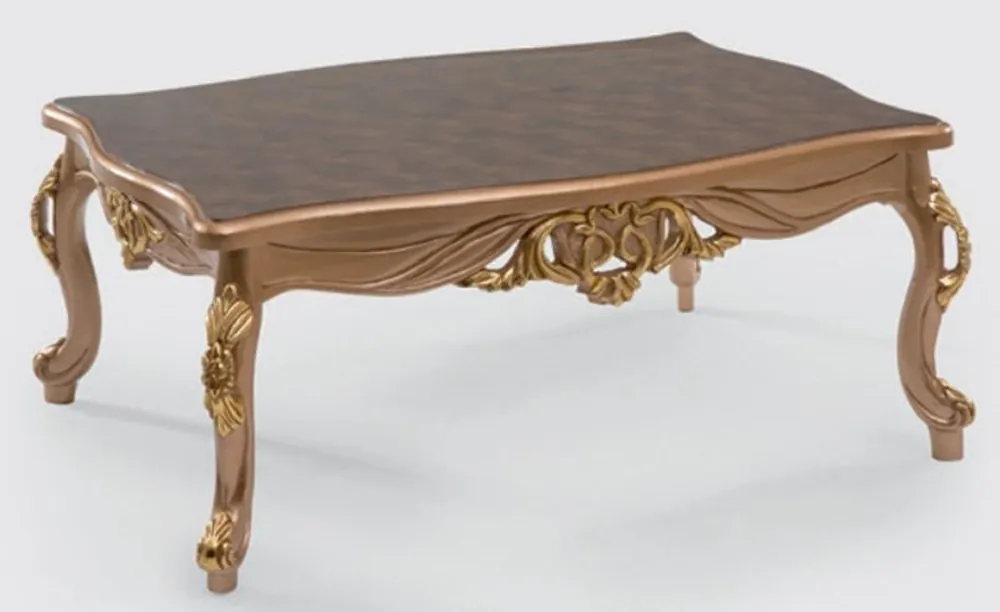 Casa Padrino table de salon baroque de luxe violet / gris / or 116 x 85 x H. 50 cm - Table basse en bois massif noble de style baroque - Mobilier de Salon Baroque Aktuell