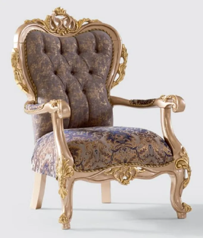 Casa Padrino fauteuil baroque de luxe violet / gris / or 80 x 90 x H. 123 cm - Fauteuil de salon fait main avec motif élégant - Mobilier de salon baroque - Noble & Magnifique Neu