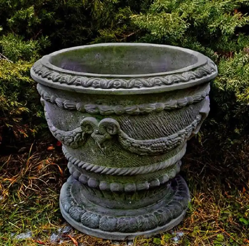 Casa Padrino Pot de Fleurs Baroque Gris Ø 41 x H. 38 cm - Pot de Fleurs Rond de Style Baroque - Décoration Baroque Jardin & Terrasse Garantierte Lieferung