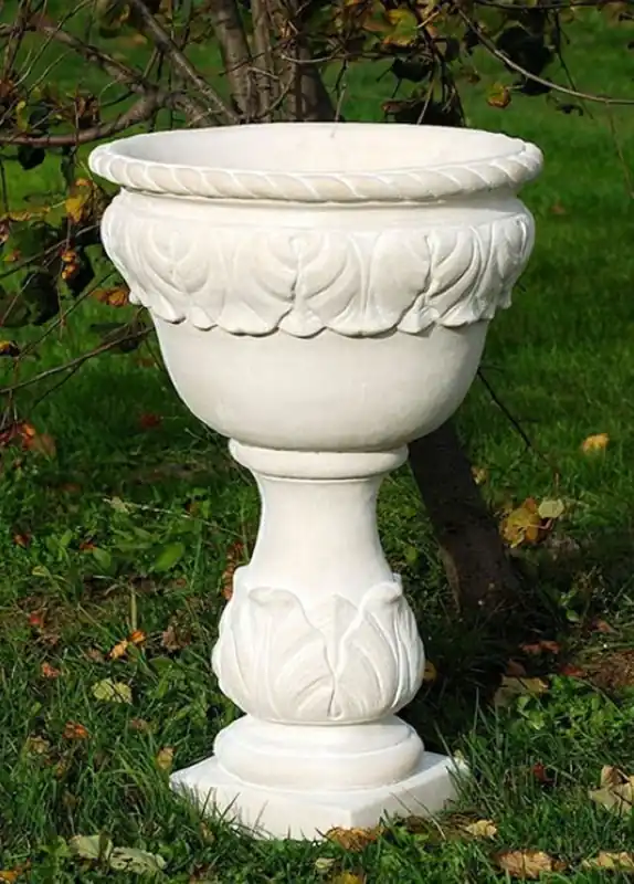 Casa Padrino Pot de Fleurs Baroque Blanc Ø 53 x H. 80 cm - Pot de Fleurs Rond de Style Baroque - Décoration Baroque Jardin & Terrasse Expressversand