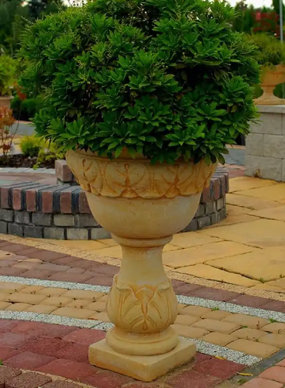 Casa Padrino Pot de Fleurs Baroque Beige Ø 53 x H. 80 cm - Pot de Fleurs Rond de Style Baroque - Décoration Baroque Jardin & Terrasse Meistverkauft