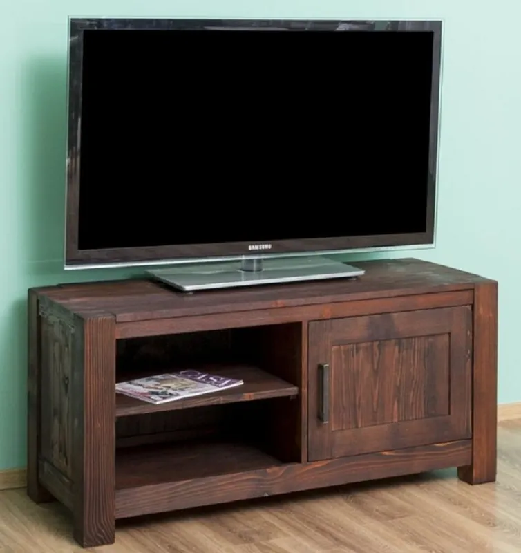 Billig Casa Padrino armoire TV de style campagnard marron foncé 120 x 46 x H. 56 cm - Buffet en bois massif - Meubles de salon de style campagnard