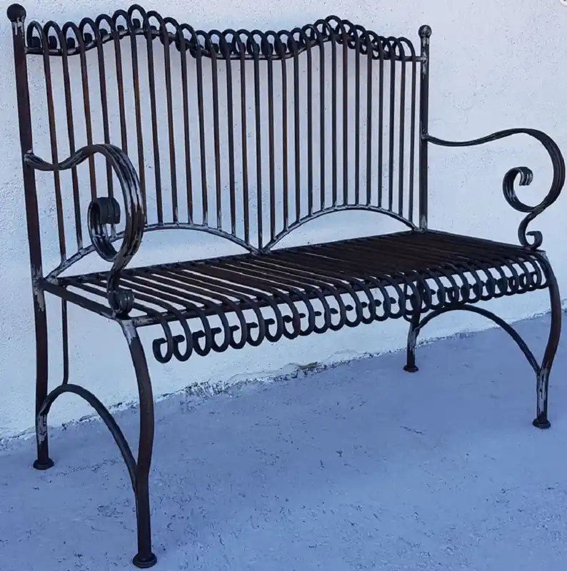 Nur Heute Casa Padrino banc de jardin Art Nouveau noir antique 125 x 55 x H. 115 cm - Banc en fer forgé fait main - Banc avec accoudoirs - Mobilier de Jardin Baroque et Art Nouveau