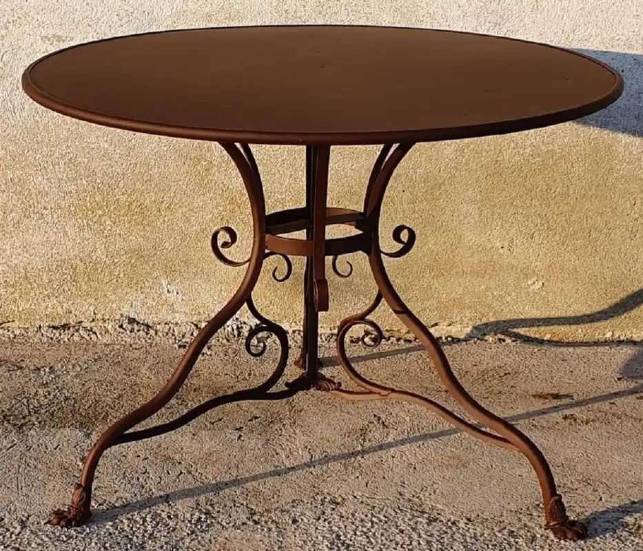 Casa Padrino table de jardin Art Nouveau marron Ø 100 x H. 70 cm - Table ronde en fer forgé - Mobilier de Jardin et Terrasse Mega-Angebot